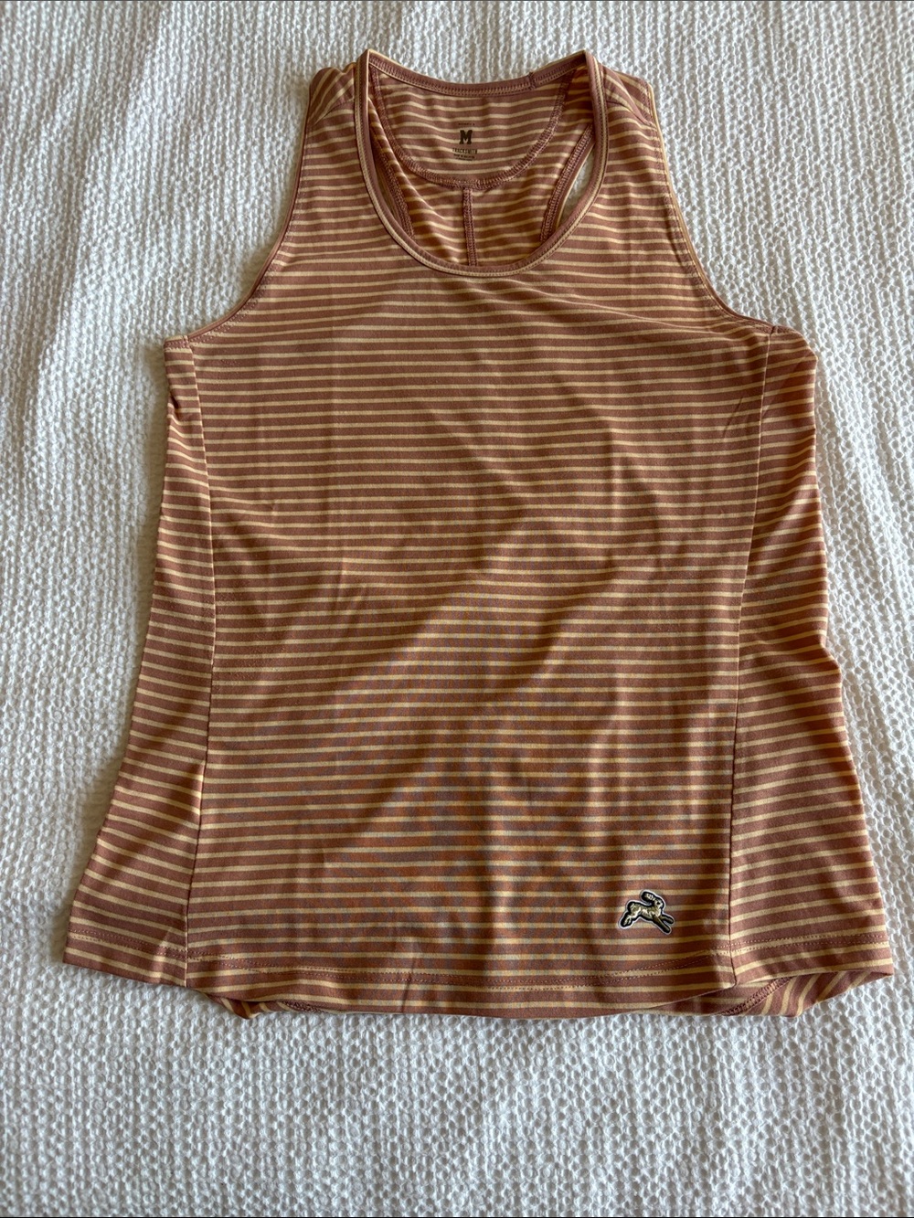 Tracksmith pink and Cream Striped Racerback Tank